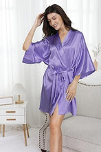 Load image into Gallery viewer, La Merchandise LAB1800 Women&#39;s Satin Short Bridal Party Robe - LILAC - Masks LA Merchandise
