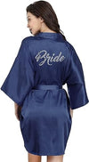 Load image into Gallery viewer, La Merchandise Women's Satin Short Bridal Party Robe - NAVY BRIDE - Masks LA MERCHANDISES