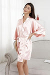 Load image into Gallery viewer, La Merchandise Women's Satin Short Bridal Party Robe - PINK - Masks LA MERCHANDISES