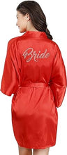 Load image into Gallery viewer, La Merchandise LAB1800 Women&#39;s Satin Short Bridal Party Robe - RED BRIDE - Masks LA Merchandise