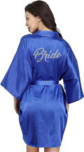 Load image into Gallery viewer, La Merchandise LAB1800 Women&#39;s Satin Short Bridal Party Robe - SAPPHIRE BRIDE - Masks LA Merchandise