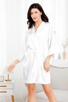 Load image into Gallery viewer, La Merchandise Women's Satin Short Bridal Party Robe - WHITE - Masks LA MERCHANDISES