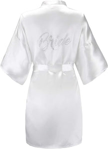 La Merchandise LAB1800 Women's Satin Short Bridal Party Robe - - Masks LA Merchandise
