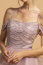 Load image into Gallery viewer, La Merchandise LAES2118 Cold Shoulder Detailed Short Mesh Prom Dress - - LA Merchandise