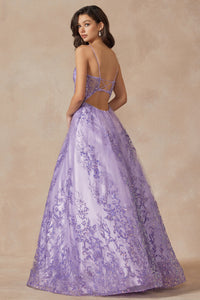 La Merchandise LAT2414 Lilac Glitter A-Line Corset Formal Prom Gown - - LA Merchandise