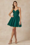 Load image into Gallery viewer, La Merchandise LAT864 Halter Neck Embroidered Homecoming Short Dress - EMERALD GREEN - LA Merchandise