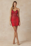 Load image into Gallery viewer, La Merchandise LAT874 Embellished Bodycon Party Corset Short Dress - RED - LAT