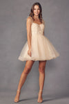 Load image into Gallery viewer, La Merchandise LAT881 Feather Straps Short Cocktail A-line Dress - CHAMPAGNE - LAT