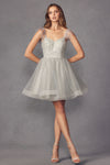 Load image into Gallery viewer, La Merchandise LAT881 Feather Straps Short Cocktail A-line Dress - SILVER - LAT