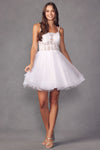 Load image into Gallery viewer, La Merchandise LAT883 Sheer Bodice Spaghetti Straps Cocktail Dress - WHITE - LA Merchandise