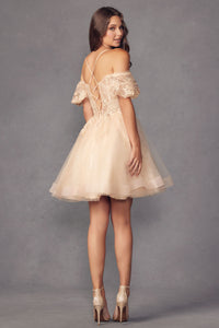 La Merchandise LAT886 Detachable Straps Homecoming Short Dress - - LA Merchandise