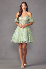 Load image into Gallery viewer, La Merchandise LAT891 Strapless Glitter Off Shoulder Cocktail Dress - - LA Merchandise