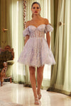 Load image into Gallery viewer, La Merchandise LAT891 Strapless Glitter Off Shoulder Cocktail Dress - LILAC - LA Merchandise