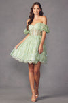 Load image into Gallery viewer, La Merchandise LAT891 Strapless Glitter Off Shoulder Cocktail Dress - SAGE - LA Merchandise