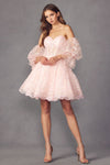 Load image into Gallery viewer, La Merchandise LAT895 A-line Short Cocktail Detachable Sleeves Dress - BLUSH - LA Merchandise