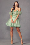 Load image into Gallery viewer, La Merchandise LAT901 Detachable Sleeves Butterfly A-line Short Dress - LIGHT GREEN - LA Merchandise