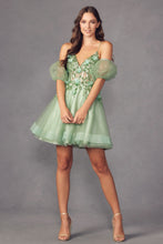 Load image into Gallery viewer, La Merchandise LAT901 Detachable Sleeves Butterfly A-line Short Dress - LIGHT GREEN - LA Merchandise