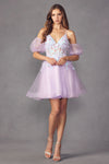 Load image into Gallery viewer, La Merchandise LAT901 Detachable Sleeves Butterfly A-line Short Dress - LAVENDER - LA Merchandise