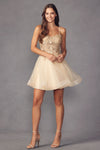 Load image into Gallery viewer, La Merchandise LAT902 Spaghetti Straps Corset Homecoming A-line Dress - CHAMPAGNE - LA Merchandise
