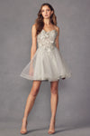 Load image into Gallery viewer, La Merchandise LAT902 Spaghetti Straps Corset Homecoming A-line Dress - SILVER - LA Merchandise