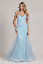 Load image into Gallery viewer, La Merchandise LAXC1117 Floral Embroidery Long Special Occasion Gown - BABY BLUE - LA Merchandise