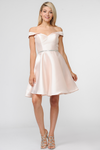 Load image into Gallery viewer, La Merchandise LAY7948 Simple Off Shoulders Mikado Short Prom Dress - Light Champagne - LAY