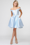 Load image into Gallery viewer, La Merchandise LAY7948 Simple Off Shoulders Mikado Short Prom Dress - Light Blue - LAY