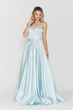 Load image into Gallery viewer, La Merchandise LAY8358 V-Neck Spaghetti Straps Long Simple A-Line Gown - Light Blue - LA Merchandise