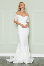 Load image into Gallery viewer, La Merchandise LAY8596 Long Prom Off the Shoulder Mermaid Lace Dress - OFF WHITE IVORY - LA Merchandise