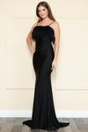 Load image into Gallery viewer, La Merchandise LAY9070 Open Back Prom Mermaid Gown Removable feathers - BLACK - LA Merchandise