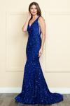 Load image into Gallery viewer, La Merchandise LAY9108 Full Sequined V-Neck Red Carpet Formal Dress - ROYAL BLUE - LA Merchandise