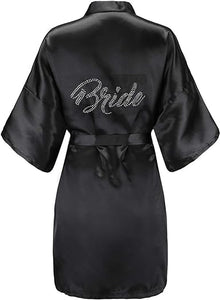 La Merchandise LAB1800 Women's Satin Short Bridal Party Robe - - Masks LA Merchandise