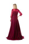 Load image into Gallery viewer, LAHM2723JP Wholesale Plus Size A-Line Mother of the Bride Evening Gown with Illusion Lace &amp; 3/4 Sleeves - - Mother of the Bride Dress LAH
