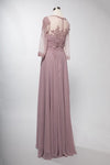 Load image into Gallery viewer, LAHM2723JP Wholesale Plus Size A-Line Mother of the Bride Evening Gown with Illusion Lace &amp; 3/4 Sleeves - - Mother of the Bride Dress LAH