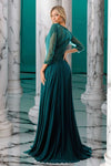 Load image into Gallery viewer, LAHM2723JP Wholesale Plus Size A-Line Mother of the Bride Evening Gown with Illusion Lace &amp; 3/4 Sleeves - - Mother of the Bride Dress LAH