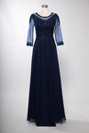 Load image into Gallery viewer, LAHM2723JP Wholesale Plus Size A-Line Mother of the Bride Evening Gown with Illusion Lace &amp; 3/4 Sleeves - - Mother of the Bride Dress LAH
