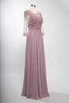 Load image into Gallery viewer, LAHM2723JP Wholesale Plus Size A-Line Mother of the Bride Evening Gown with Illusion Lace &amp; 3/4 Sleeves - - Mother of the Bride Dress LAH
