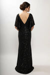 Load image into Gallery viewer, LAHM2751T Wholesale Sequin Sheath V-Neck Flutter Sleeve Mother of the Bride Gown with Train - - Mother of the Bride Dress LAH