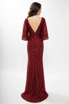 Load image into Gallery viewer, LAHM2751T Wholesale Sequin Sheath V-Neck Flutter Sleeve Mother of the Bride Gown with Train - - Mother of the Bride Dress LAH
