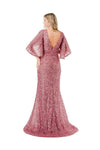 Load image into Gallery viewer, LAHM2751T Wholesale Sequin Sheath V-Neck Flutter Sleeve Mother of the Bride Gown with Train - - Mother of the Bride Dress LAH