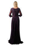Load image into Gallery viewer, LAHM2758Q Wholesale Long Sleeve Lace A-Line V-Neck Beaded Bodice Mother of the Bride Gown