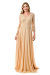 Load image into Gallery viewer, LAHM2758Q Wholesale Long Sleeve Lace A-Line V-Neck Beaded Bodice Mother of the Bride Gown