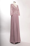Load image into Gallery viewer, LAHM2758Q Wholesale Long Sleeve Lace A-Line V-Neck Beaded Bodice Mother of the Bride Gown