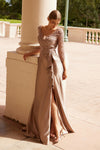 Load image into Gallery viewer, Wholesale 3/4 Sleeves and Side Ruffle Slit Mother of the Bride Dress By LAXME126 - - Mother of the Bride Dress LAX