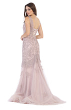 Load image into Gallery viewer, Sleeveless lace applique full length mesh dress- LA1598