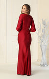 Load image into Gallery viewer, LA1831 Wholesale Satin V-Neck Wrap Gown with 3/4 Sleeves Mother of the Bride Evening Dress - - Mother of the Bride Dress LA Merchandise