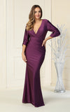 Load image into Gallery viewer, LA1831 Wholesale Satin V-Neck Wrap Gown with 3/4 Sleeves Mother of the Bride Evening Dress - - Mother of the Bride Dress LA Merchandise