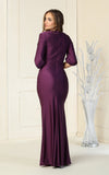Load image into Gallery viewer, LA1831 Wholesale Satin V-Neck Wrap Gown with 3/4 Sleeves Mother of the Bride Evening Dress - - Mother of the Bride Dress LA Merchandise