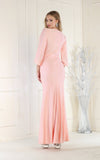 Load image into Gallery viewer, LA1831 Wholesale Satin V-Neck Wrap Gown with 3/4 Sleeves Mother of the Bride Evening Dress - - Mother of the Bride Dress LA Merchandise