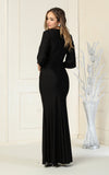Load image into Gallery viewer, LA1831 Wholesale Satin V-Neck Wrap Gown with 3/4 Sleeves Mother of the Bride Evening Dress - - Mother of the Bride Dress LA Merchandise
